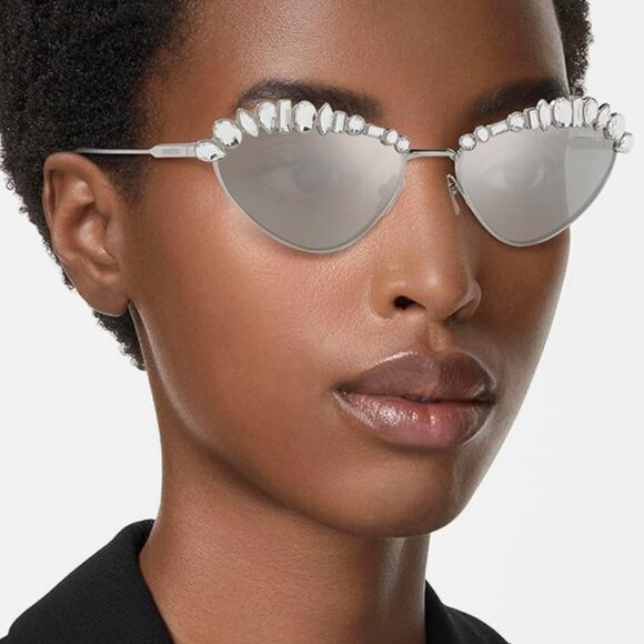 SWAROVSKI Women\'s Sk7009 Oval Sunglasses cat eye new NWT silver jeweled 55 mm main image 12